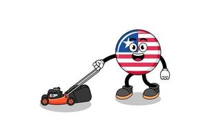 liberia flag illustration cartoon holding lawn mower vector