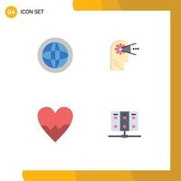 Stock Vector Icon Pack of 4 Line Signs and Symbols for center heart help process beat Editable Vector Design Elements