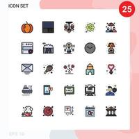 Filled line Flat Color Pack of 25 Universal Symbols of database group insurance clothes insurance pathogen Editable Vector Design Elements