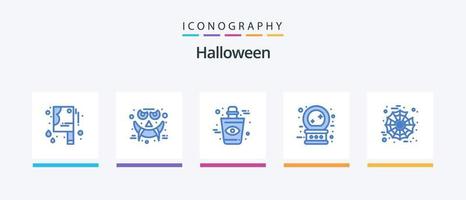 paquete de iconos de halloween azul 5 que incluye web. Víspera de Todos los Santos. botella. magia. futuro. diseño de iconos creativos vector