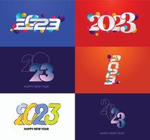 Big Collection of 2023 Happy New Year symbols Cover of business diary for 2023 with wishes vector