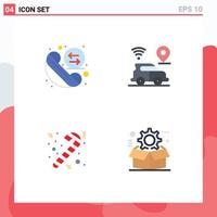 Pack of 4 Modern Flat Icons Signs and Symbols for Web Print Media such as call cane redial map box Editable Vector Design Elements