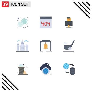 paquete de líneas vectoriales editables de 9 colores planos simples del programador de la casa de usuario de bell canada elementos de diseño vectorial editables vector