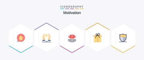 Motivation 25 Flat icon pack including shield. box. motivation. gift. massage vector