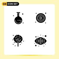 Set of 4 Commercial Solid Glyphs pack for school crime bitcoin autumn investigation Editable Vector Design Elements