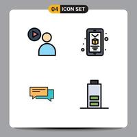 Stock Vector Icon Pack of 4 Line Signs and Symbols for user bubbles watch smartphone conversation Editable Vector Design Elements