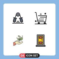 4 Creative Icons Modern Signs and Symbols of grip shopping exercise ecommerce grow Editable Vector Design Elements