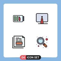 Pictogram Set of 4 Simple Filledline Flat Colors of charge data simple desktop file Editable Vector Design Elements