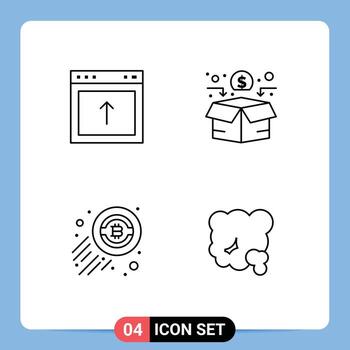 4 Line concept for Websites Mobile and Apps arrow money website network economy Editable Vector Design Elements