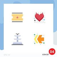 Universal Icon Symbols Group of 4 Modern Flat Icons of cinema tickets fast forward devil fountain 5 Editable Vector Design Elements