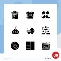 Universal Icon Symbols Group of 9 Modern Solid Glyphs of lemon bathyscaph flag men movember Editable Vector Design Elements