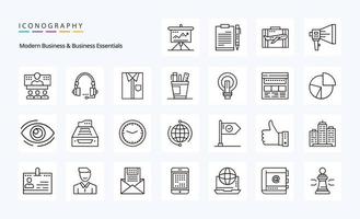 25 paquete de iconos de línea de negocios modernos y elementos esenciales de negocios vector