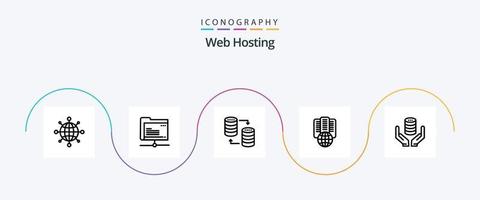 Web Hosting Line 5 Icon Pack Including internet . storage. share. sql vector