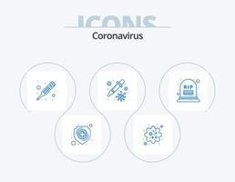 paquete de iconos azul coronavirus 5 diseño de iconos. contar. transmisión. fiebre. petri temperatura vector