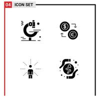 4 iconos creativos, signos y símbolos modernos de examen, intercambio financiero, conciencia del dólar, elementos de diseño vectorial editables vector