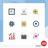 Universal Icon Symbols Group of 9 Modern Flat Colors of flour bag wheel album setting cogs Editable Vector Design Elements