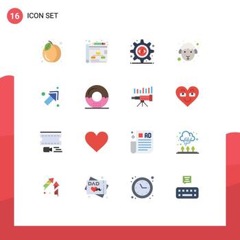 16 símbolos universales de signos de color plano de interfaz de programación de flecha derecha paquete editable de ovejas pascua de elementos de diseño de vectores creativos