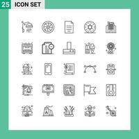 conjunto de 25 iconos de ui modernos símbolos signos para rascacielos edificio dólar círculo mágico elementos de diseño vectorial editables vector