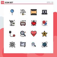 Universal Icon Symbols Group of 16 Modern Flat Color Filled Lines of application add documents love laptop Editable Creative Vector Design Elements