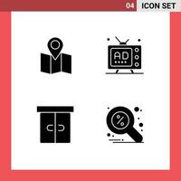4 Creative Icons Modern Signs and Symbols of location drawer ad multimedia interior Editable Vector Design Elements