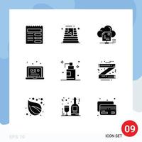 9 Thematic Vector Solid Glyphs and Editable Symbols of gel view file layout document Editable Vector Design Elements