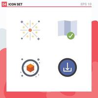 Pictogram Set of 4 Simple Flat Icons of celebration cube holiday location application Editable Vector Design Elements