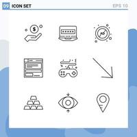 Group of 9 Outlines Signs and Symbols for code browser security file block Editable Vector Design Elements