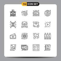 Set of 16 Modern UI Icons Symbols Signs for look business area travel arrow Editable Vector Design Elements