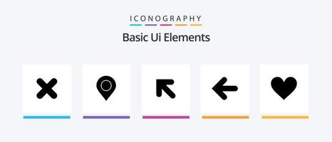 Basic Ui Elements Glyph 5 Icon Pack Including sign. love. arrow. point back. arrows. Creative Icons Design vector