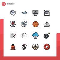 Universal Icon Symbols Group of 16 Modern Flat Color Filled Lines of map web settings programming html Editable Creative Vector Design Elements