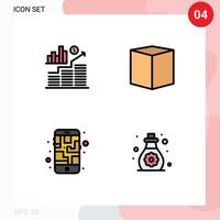 4 Creative Icons Modern Signs and Symbols of business mobile graph delivery route Editable Vector Design Elements