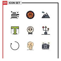 Set of 9 Modern UI Icons Symbols Signs for spring lamb mountain easter tool Editable Vector Design Elements