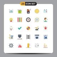 25 User Interface Flat Color Pack of modern Signs and Symbols of date love chocolate bar bite calendar food Editable Vector Design Elements