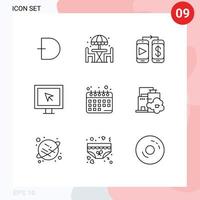 9 Thematic Vector Outlines and Editable Symbols of healthy diet tv table smart entertainment Editable Vector Design Elements