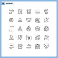 Set of 25 Modern UI Icons Symbols Signs for ram stamp school marketing business Editable Vector Design Elements