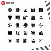 Modern Set of 25 Solid Glyphs and symbols such as camping search space find launch Editable Vector Design Elements