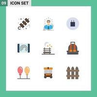 Flat Color Pack of 9 Universal Symbols of night seat interface business man touch interaction Editable Vector Design Elements