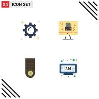 4 Creative Icons Modern Signs and Symbols of business remote trade screen alarm Editable Vector Design Elements