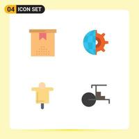 4 Universal Flat Icon Signs Symbols of celebration farm present setting scarecrow Editable Vector Design Elements