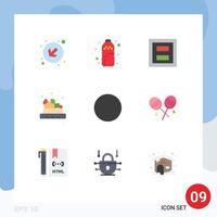 9 User Interface Flat Color Pack of modern Signs and Symbols of candy signal layout connection food Editable Vector Design Elements