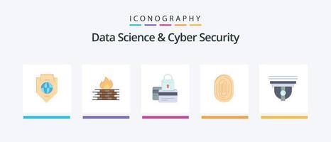 paquete de iconos planos 5 de ciencia de datos y seguridad cibernética que incluye identidad. seguridad. red. seguro. crédito. diseño de iconos creativos vector