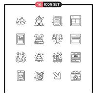 Pack of 16 creative Outlines of ebook web add site design Editable Vector Design Elements