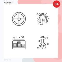 Editable Vector Line Pack of 4 Simple Filledline Flat Colors of army audio soldier computer level Editable Vector Design Elements