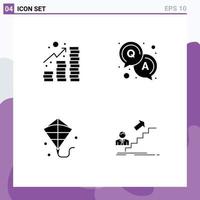 Stock Vector Icon Pack of 4 Line Signs and Symbols for income festival coins solution success Editable Vector Design Elements