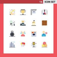 16 User Interface Flat Color Pack of modern Signs and Symbols of process business cafe web blueprint Editable Pack of Creative Vector Design Elements