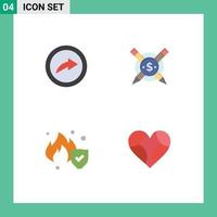 Pack of 4 Modern Flat Icons Signs and Symbols for Web Print Media such as export service paid digital love Editable Vector Design Elements