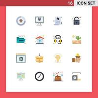 16 Flat Color concept for Websites Mobile and Apps office document security unlock lock Editable Pack of Creative Vector Design Elements