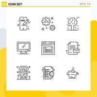 Universal Icon Symbols Group of 9 Modern Outlines of page pc canada imac monitor Editable Vector Design Elements