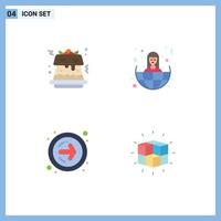 4 Flat Icon concept for Websites Mobile and Apps cake next button business world labyrinth Editable Vector Design Elements