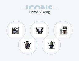 diseño de icono de paquete de 5 iconos llenos de línea de hogar y vida. muebles. hogar. viviendo. mesa. viviendo vector